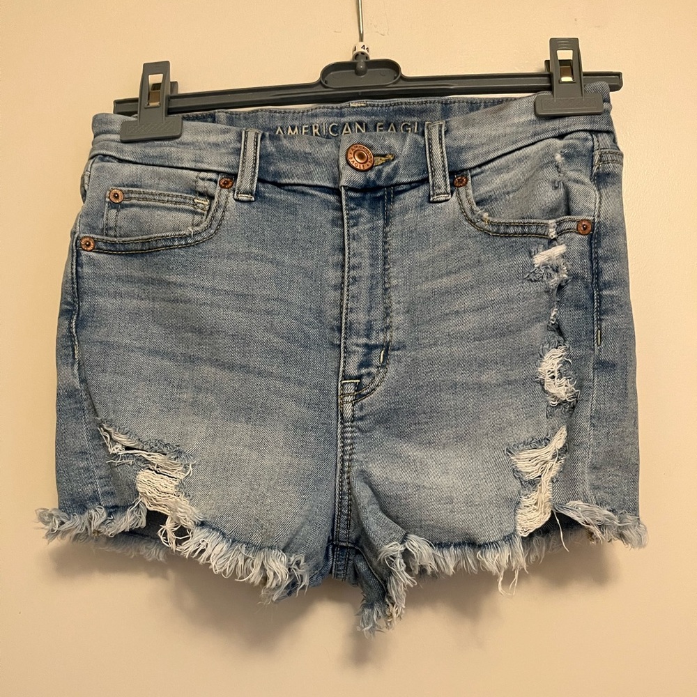 American Eagle Ripped Curvy Hi-Rise Jean Shorts